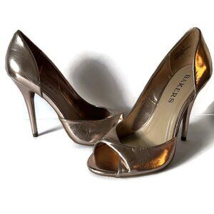 Bakers Metallic Rose-Gold d'orsay Peep Toe Heels size 7.5 Worn once.